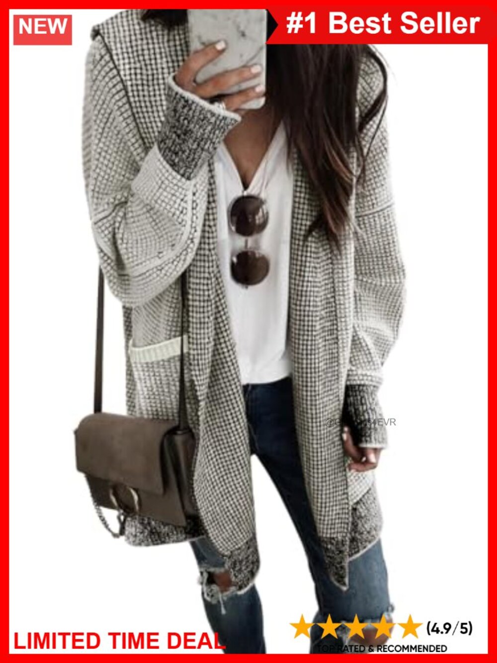 Oversized Open Front Hooded Cardigan Chunky Knit Sweater